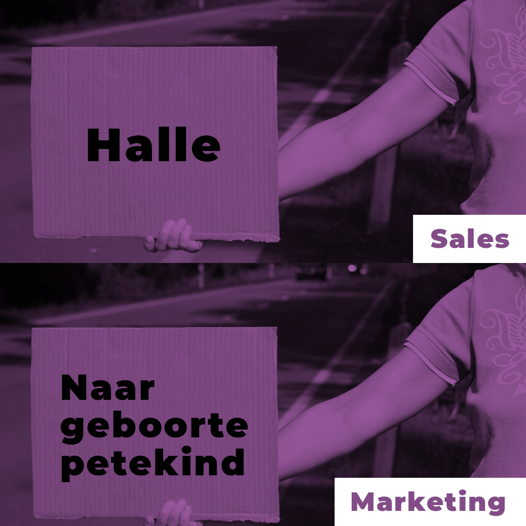 Verschil tussen marketing en sales: de lifter met twee borden